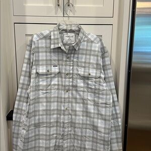 Poncho SNOWCAT Shirt Mens XL Blue Gray Plaid Slim Fit Long Sleeve